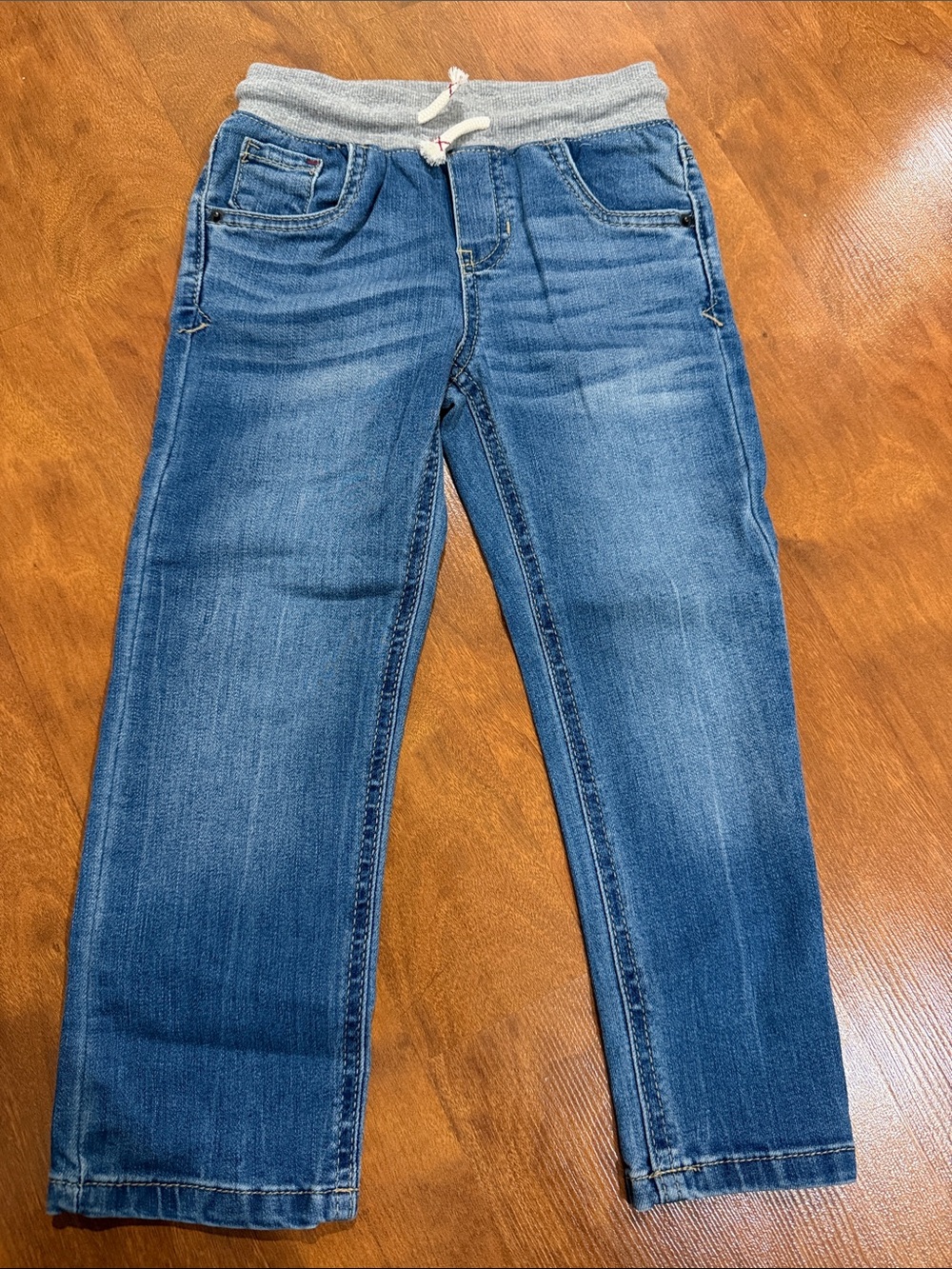 Cat & Jack Boys' Blue Denim Jogger-Style Jeans with Grey Waistband